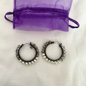 Gunmetal Hoops w/ Costume Beads and Pearls